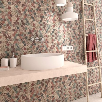 terra 1.4"x1.4" Terre Hexagon Glass Mosaic tile