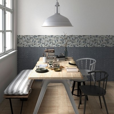 living room 1.4"x1.4" Terre Hexagon Glass Mosaic tile