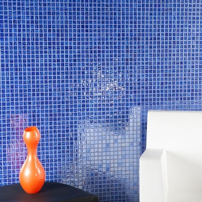 blue 1"x1" Titanium Squares Glass Mosaic tile