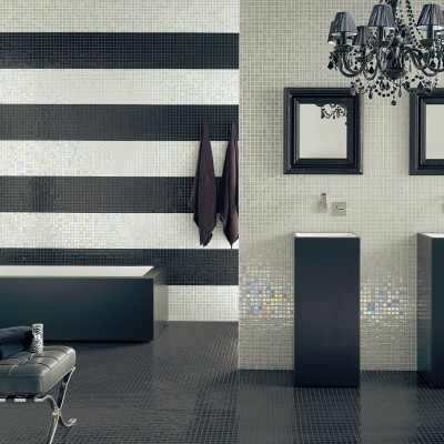 living room 1"x1" Titanium Squares Glass Mosaic tile
