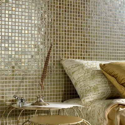 gold wall 1"x1" Titanium Squares Glass Mosaic tile