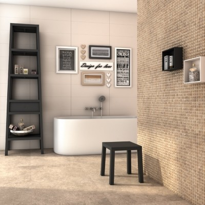 beige 1"x1" Stone Edna Travertino Squares Glass Mosaic tile
