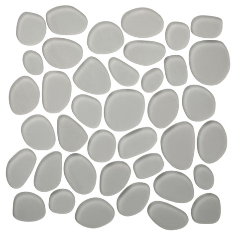 tule Spindrift Matte Finish Glass Pebble Mosaic Tile