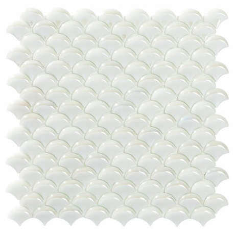 1.4"x1.1" Dimension Droplet Glass Mosaic white tile