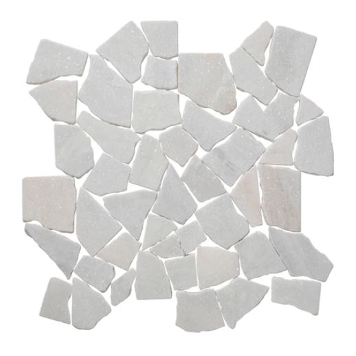 white Large Random Tumbled Marble Mosaic Tile