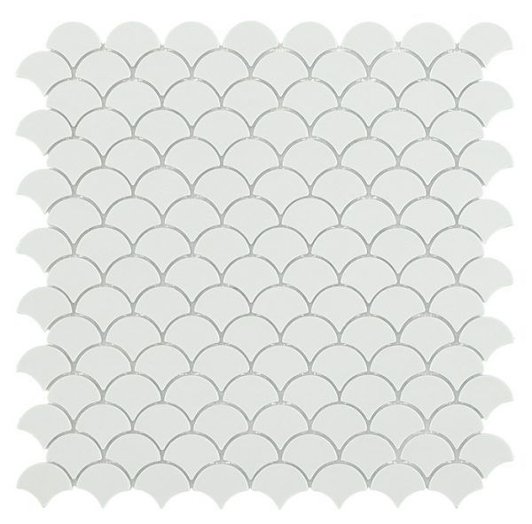 white 1.4"x1.1" Nordic Droplet Glass Mosaic tile