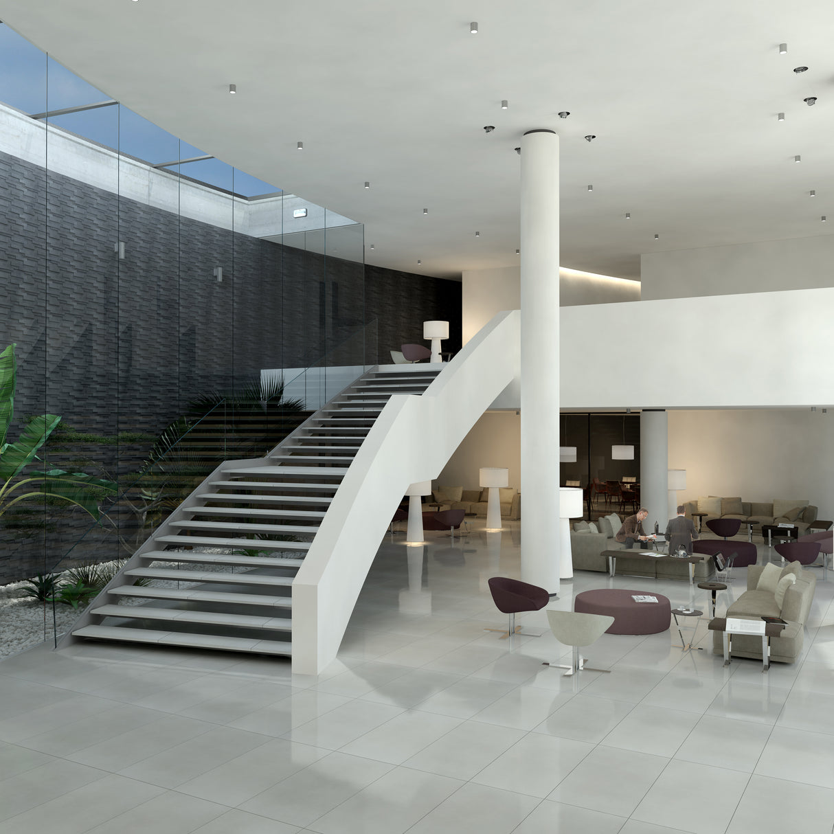 Micron 48x48 floor tile white brushed