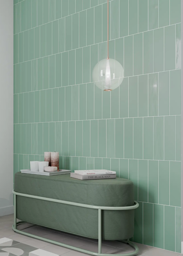 Grace Sage Gloss 3x12 bathroom tile