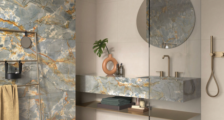 Sensi Roma Imperiale Porcelain Slab Glossy bathroom