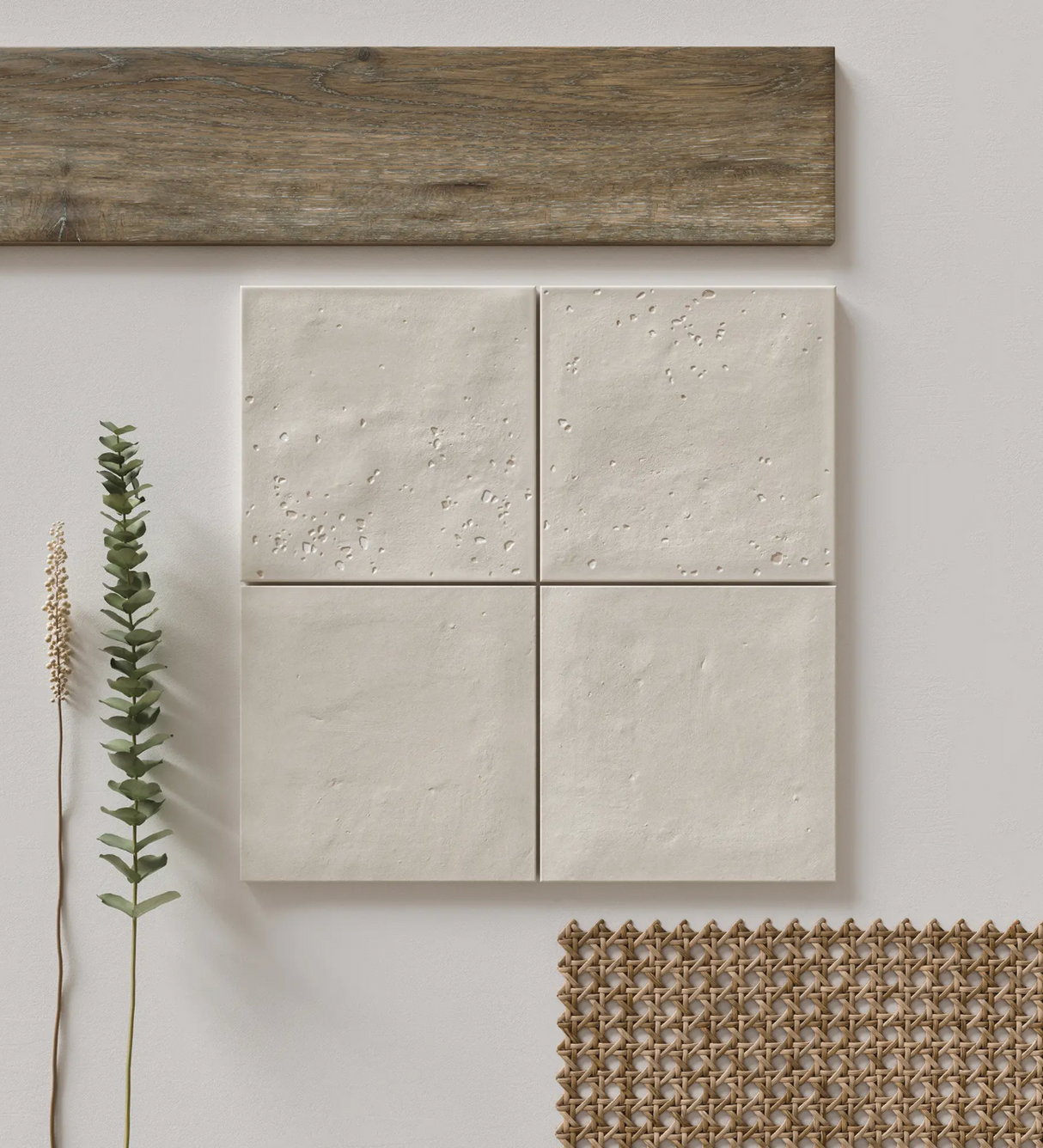 white tile Stardust Pebbles Ivory Matte 6x6