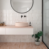 Soco White Gloss Porcelain Tile 2x6 bathroom
