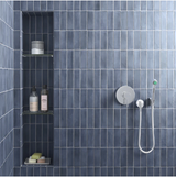 Soco Blue Matte Porcelain Tile 2x6 bathroom shower