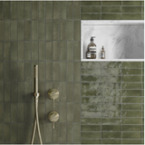Soco Green Gloss Porcelain Tile 2x6 bathroom tiles