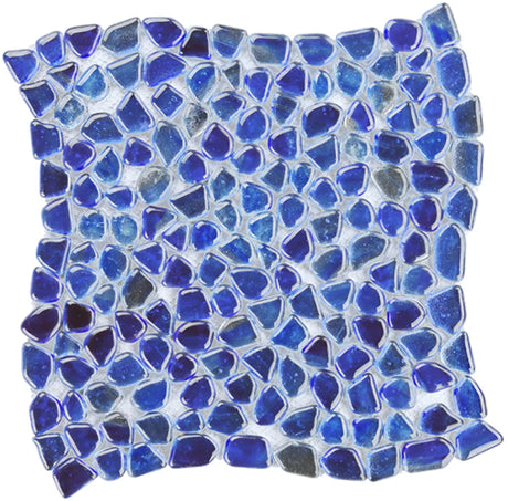 cobalt ice Artemis pebble polished glass mosaic tile