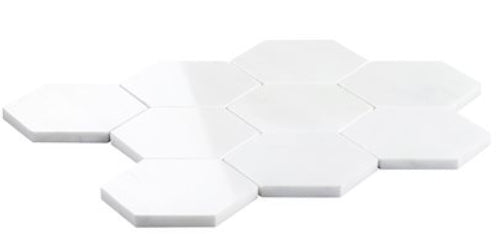 Bianco Dolomite Premium 4" Hex Polished wall tiles