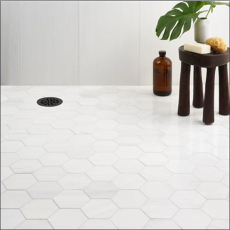 Bianco Dolomite Premium 4" Hex Polished floor tile