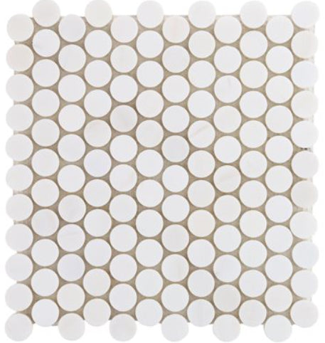 Bianco Dolomite 1” Penny Round mosaic tile
