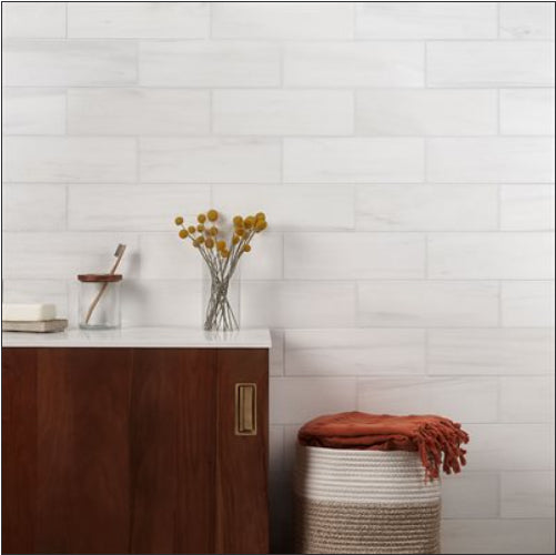 Bianco Dolomite Premium 4x12 kitchen tile