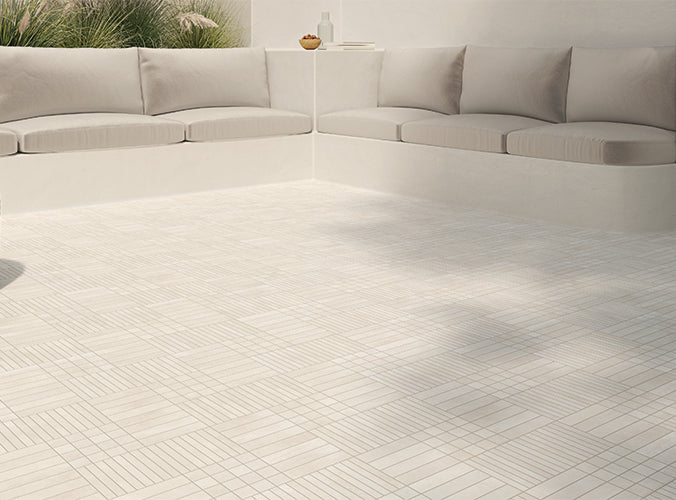 floor tile off white Raster Porcelain Tile Fine Lines Matte 6x6