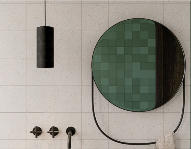 green shower wall tiles