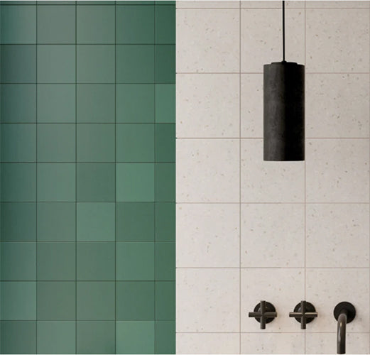 green shower wall tile