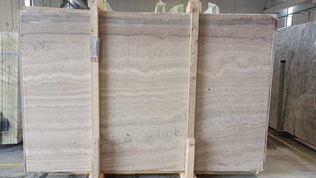 Travertino Alabastrino Unfilled Travertine Honed 68" x 126" Natural Stone slab