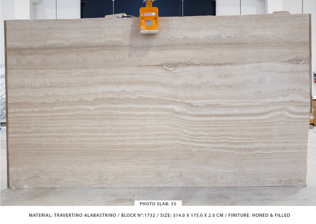 Travertino Alabastrino Unfilled Travertine Honed 67.71" x 121.25" Natural Stone slab