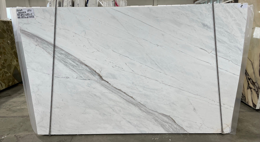 Onda Bianca Marble Honed 65" x 104" Natural Stone slab