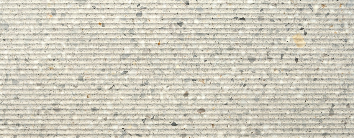Arabescato Bianco Terrazzo Ondulato Agglomerated Marble Fluted 49" x 120" Natural Stone slab
