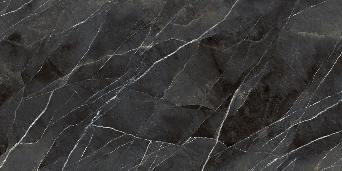 Diamond Calacatta Black Bocciardato Matte 64" x 128" Porcelain slab, Side B