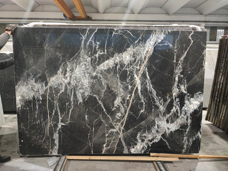 Calacatta Black Marble Polish 70" x 103" Natural Stone slab