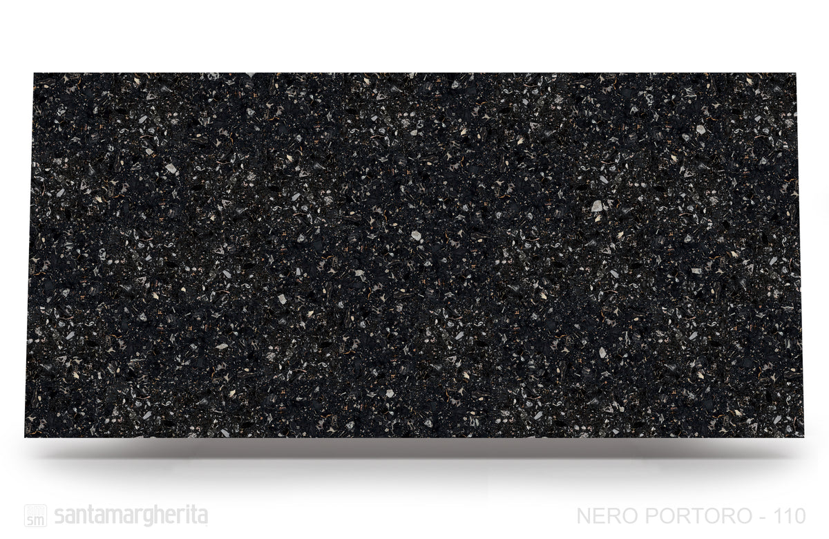 Nero Portoro Terrazzo Agglomerated Marble Honed 49" x 120" Natural Stone slab