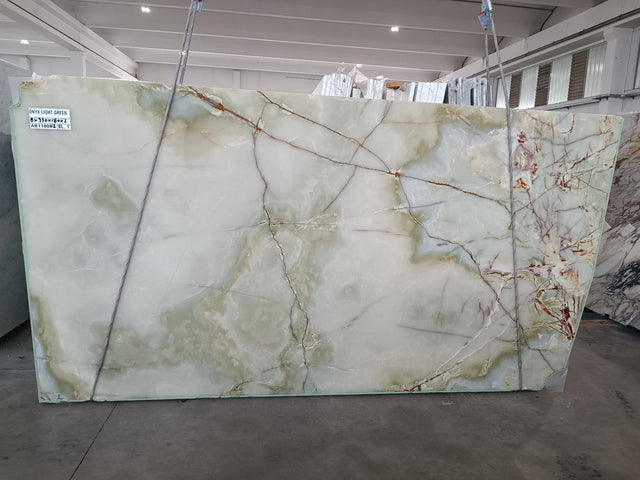 Onice Light Green Onyx Onyx Look Polish 69" x 120" Natural Stone slab