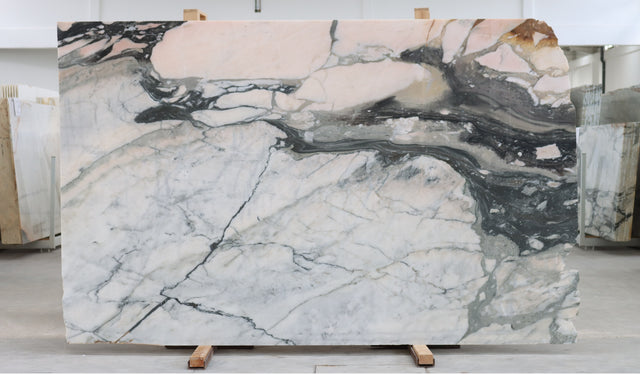 Picasso Rose Marble Leathered 76" x 120" Natural Stone slab