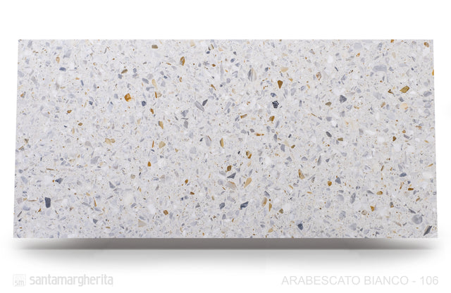 Arabescato Bianco Terrazzo Agglomerated Marble Honed 49" x 120" Natural Stone slab