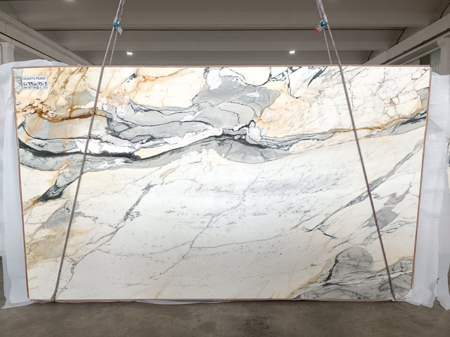 Calacatta Picasso Marble Polish 77" x 130" Natural Stone slab