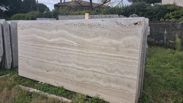 Travertino Alabastrino Unfilled Raw Finish Travertine Natural 60.63" x 125.98" Natural Stone slab