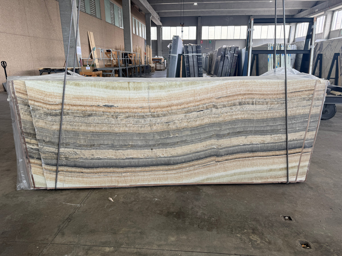 Onice Grigio Onyx Marble Polish 41" x 115" Natural Stone slab