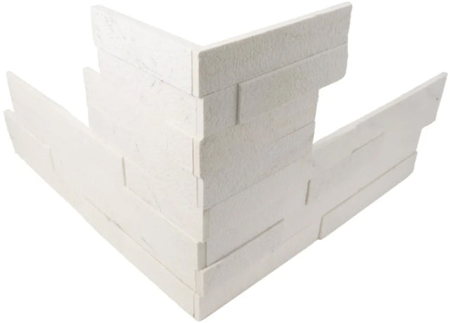 alabaster bush hammered Precipice Corner 4 pc set Dimensional Wall Tile