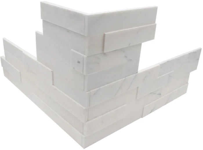 alabaster honed Precipice Corner 4 pc set Dimensional Wall Tile