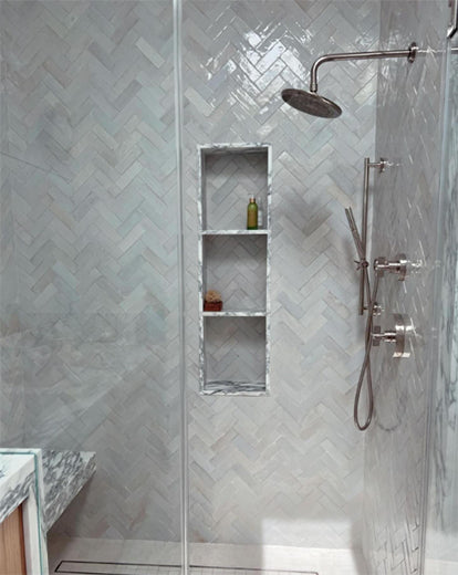 Riad Grey Subway Tile 2.5x8 shower tile