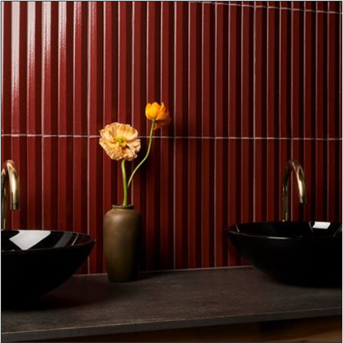 Accordion Fluted Polished Porcelain Tile 5x16 3D
