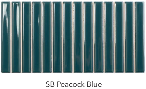 peacock blue Sweet Bars Ceramic Gloss Tile 5x10