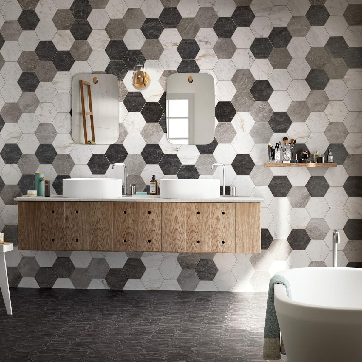 Bistrot 8x7 Hexagon porcelain wall and floor tile ragno bistro