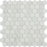 Glass 1.4”X1.4” Hexagon Tile antartica flake 