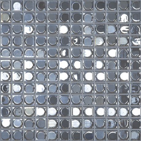 1"x1" Aura Squares Glass Mosaic silver tile