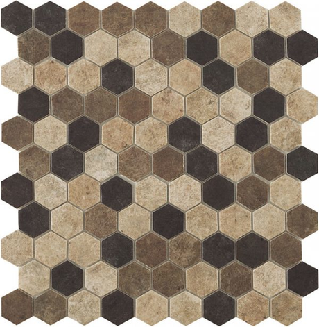 beige terra 1.4"x1.4" Terre Hexagon Glass Mosaic tile