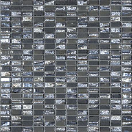 0.5"x1" Bijou Brick Glass Mosaic black tile