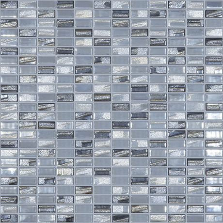 0.5"x1" Bijou Brick Glass Mosaic silver tile