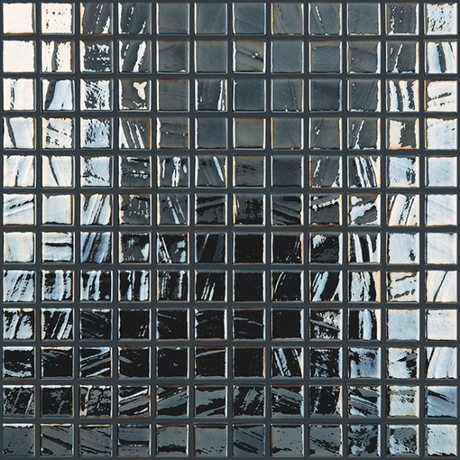 black brush 1"x1" Titanium Squares Glass Mosaic tile
